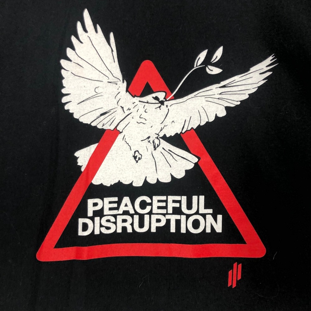 Peaceful Disruption Graphic Print Tee T-Shirt Port & Company Men's Size Large